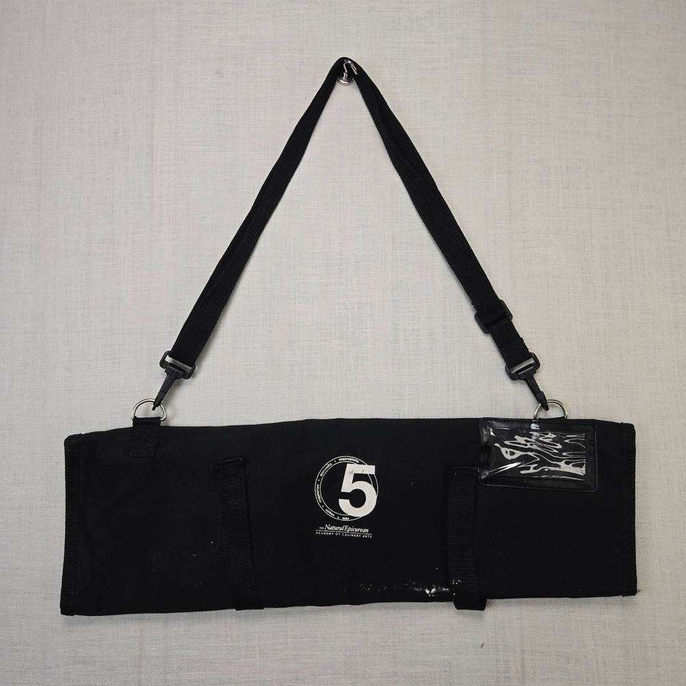 Mercer Chef Knife Roll Bag Culinary Case Paint Stains Blk Shoulder Strap Pockets